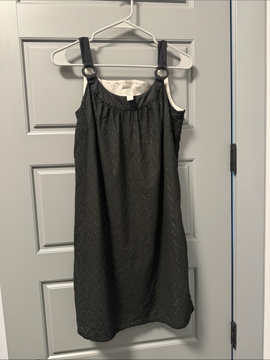LOFT Dresses & Skirts - Anne Taylor Loft Black Eyelet Sundress with Ring-Detail Straps